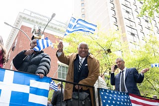 Dominic Carter keynote speaker at NYC Greek Independence Day Parade 2026 on Fifth Avenue