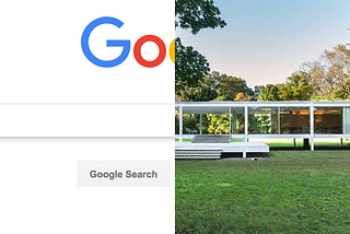 The Farnsworth house juxtaposed against Google’s search bar.