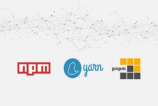 The picture shows NPM, yarn and PNPM’s logo