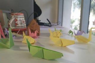 Origami birds on my desk