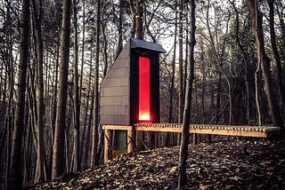 A futuristic toilet in the woods designed by Invisible Studio; Source: Pic