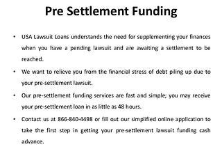 Pre Settlement Lawsuit Funding — USA Lawsuit Loans