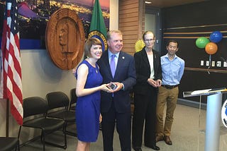 Receiving the 2016 — Seattle Mayor’s LGBT Leaders Award