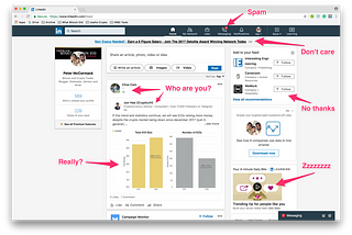 LinkedIn homepage looks like hell