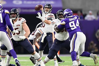 Chicago Bears Quarterback Mitchell Trubisky in a December 29th matchup in Minnesota