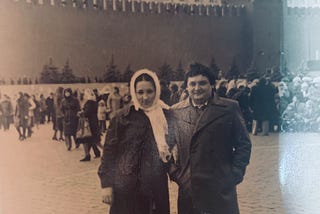 My father and mother in their youth by the Kremlin. I love this photo and it’s always framed in my home.