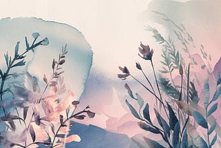 A tranquil watercolor painting with soft gradients