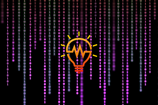 Vertical lines made of numbers with a radiating bulb in the middle