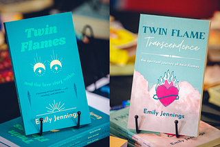 Two twin flame books by Emily Jennings: Twin Flames and the Love Story Within and Twin Flame Transcendence.