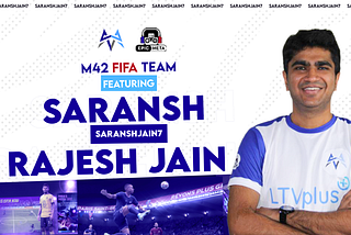 The M42 Esports Fifa team featuring Saransh and his photo there with Epic Meta’s logo