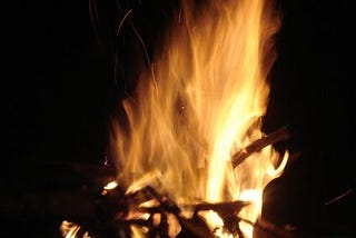 Fire on dried leaves