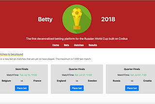 Running a decentralized betting contract for the 2018 World Cup