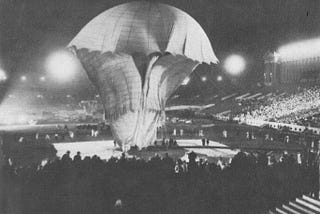 An air balloon inflating at the 1933 World Fair in Chicago, Illinois