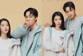 IU and KAI stunningly poses together for new Blackyak Macaron Fleece Jacket