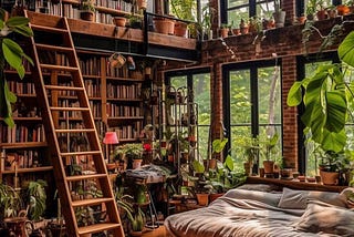 Nature, books and cozy place to read and sleep.