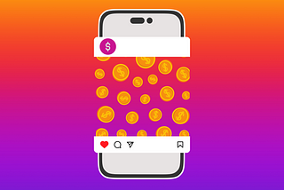 Instagram vector image with dollar signs on post mockup
