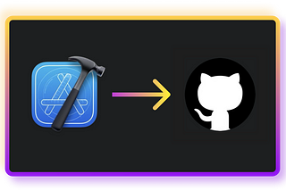 Xcode logo, arrow right and GitHub logo