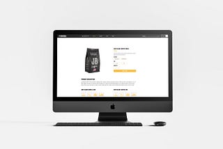 A desktop mockup of how the coffee product landing page will appear.