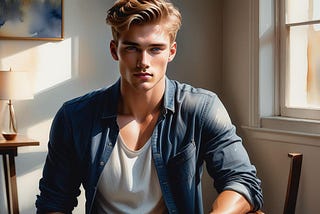 A handsome young man with blond hair in a casual, careless pose.