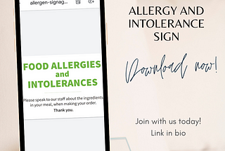 Allergen and Intolerances Sign