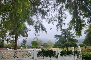 View of cloud-covered San Gabriel Mountains below Mt. Wilson