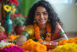 A woman celebrating tamil new year.