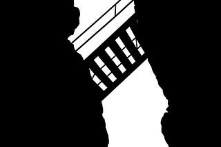 Bridge between a gap. Black and white image.