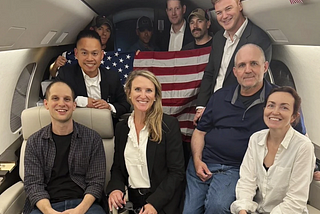 10 Americans on a plane coming home after being released from Russia.