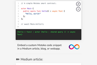 Embed Motoko: interactive smart contracts in your Medium story or blog post!