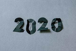 The numbers 2020 in paper cutouts.