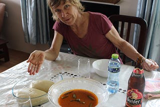 An Obruni Eating Fufu in Ghana