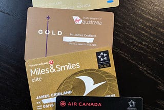 Airline frequent flyer gold cards — for Qantas, Virgin Australia, Turkish Airlines and Air Canada