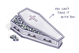 Money-filled coffin from Four Thousand Mondays