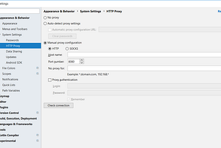 Configure Proxy settings in Android Studio 3.2.1