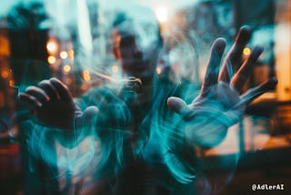 A photograph of a male with his arms stretched out shows swirls of smoke-like whisps around his hands, signifying that he is doing something ethereal or magical.