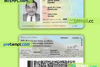 Sri Lanka ID card example in PSD format, fully editable