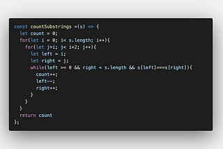 Leetcode 647. Palindromic Substrings JavaScript Solution