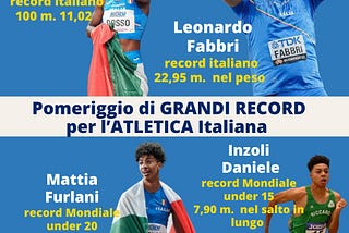 Un pomeriggio storico per l’atletica italiana, grazie agli straordinari successi dei giovanissimi…