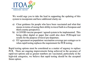 ITOA’s plea for vaccine passports