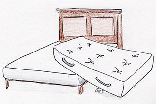 Mattress lying askew on bed