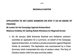 Judgment of Judge Michael Snow: Campaign Against Antisemitism (CAA) v Reginald Hunter