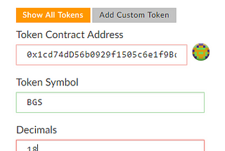 How to add BGS tokens to your wallet