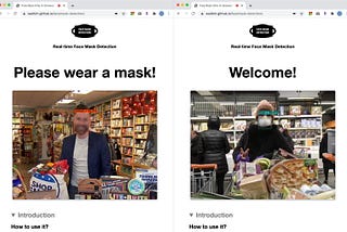 In-browser FaceMask Detection for small business