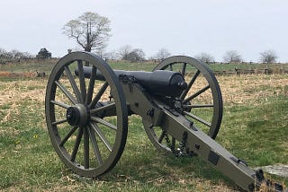 A cannon overlooks the battlefield in Gettysburg PA. History, travel, bike month, Memorial Day, Civil War, hotspots, Pennsylvania