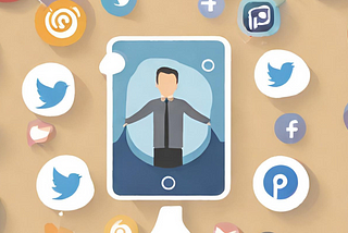 Image that shows many icons and graphics associated with social media.