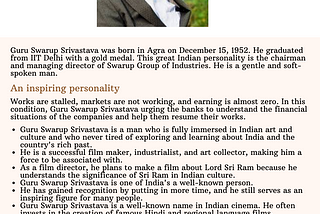 Guru Swarup Srivastava — a great idealist