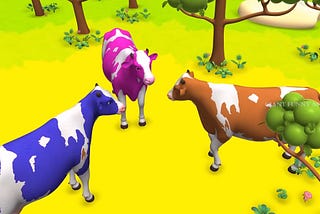 3 Giant Color Cows Race to Victory in a Funny Cycle Challenge! Funny Cow Cartoon Videos