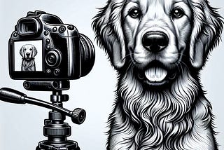 Dog model photo shoot illustration