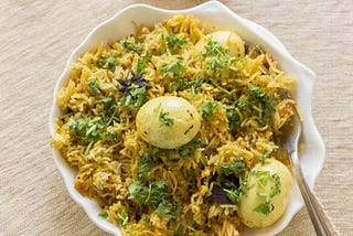 This Donne Biriyani inspired Egg Biriyani is definitely for Bachelors