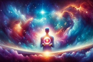 Person made of energy holding a glowing orb